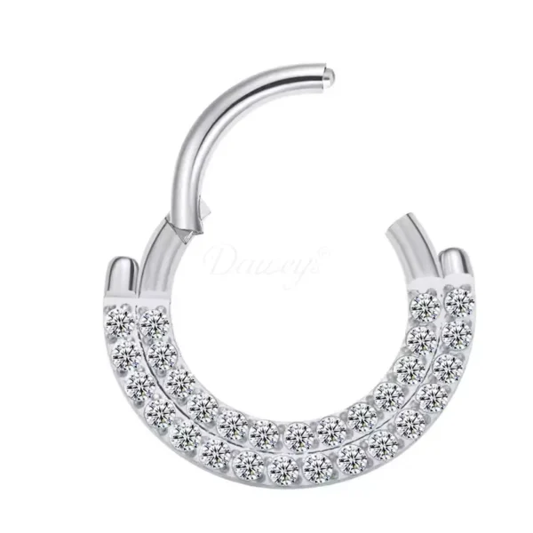 Daweys DS6106 Ringa del naso in titanio zirconia a doppia fila - elegante & Ipoallergenico