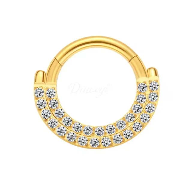 Daweys DS6106 Ringa del naso in titanio zirconia a doppia fila - elegante & Ipoallergenico - Immagine 2