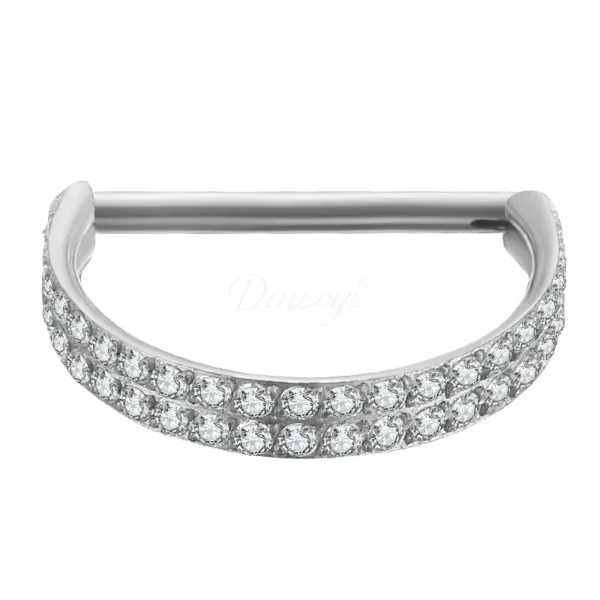 Daweys DS6110 Luxurious Dual-Row 5A Zircon Titanium Alloy Nose Ring
