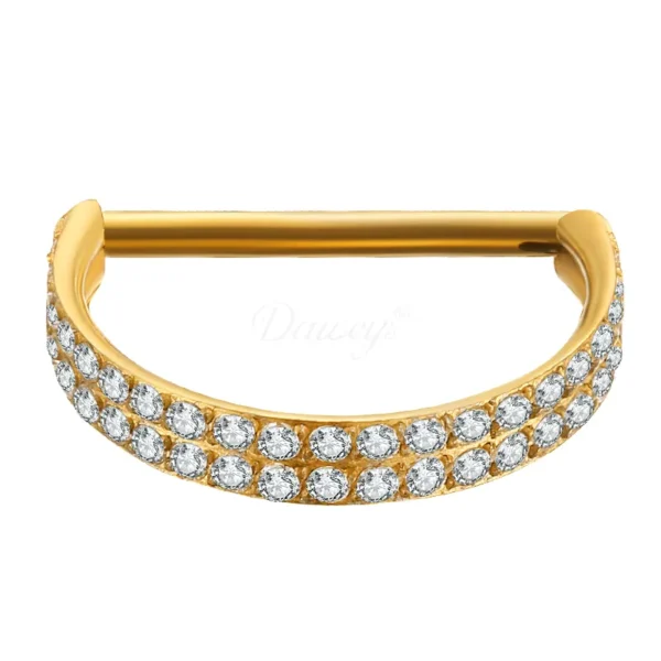 Daweys DS6110 Luxurious Dual-Row 5A Zircon Titanium Alloy Nose Ring - Immagine 2