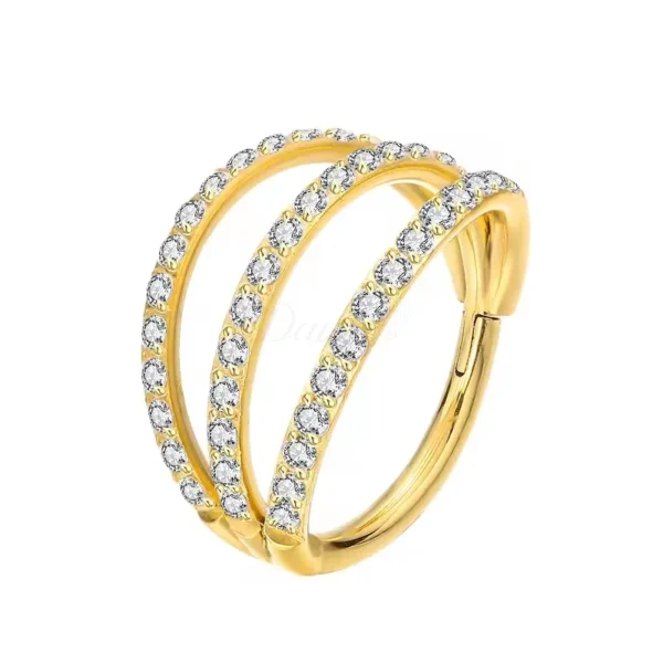 Daweys DS6113 Anello del setto scintillante a tre fili Zirconia - Immagine 2