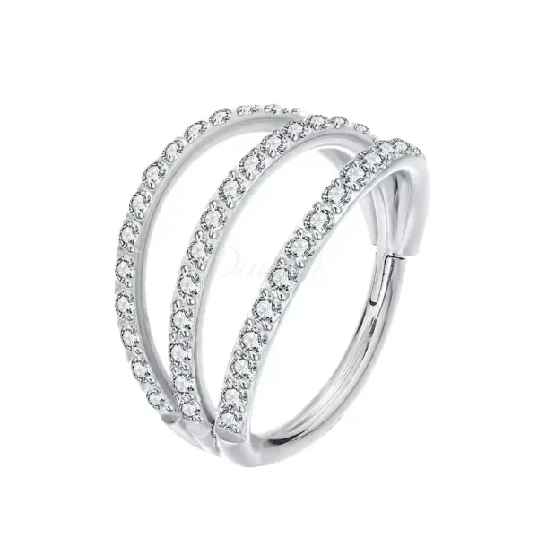 Daweys DS6113 Anello del setto scintillante a tre fili Zirconia