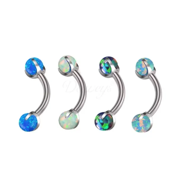 Daweys DS7033 F136 Titanium Eyebrow Piercing Jewelry Fashion Opal Curved Barbell Piercing