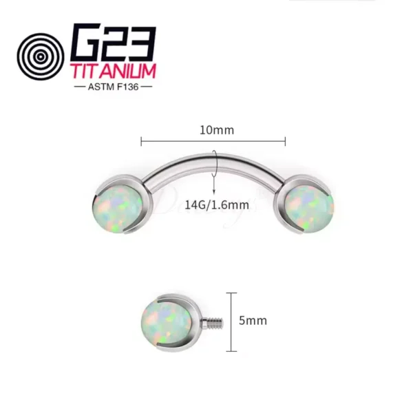 Daweys DS7033 F136 Titanium Eyebrow Piercing Jewelry Fashion Opal Curved Barbell Piercing - Bild 6