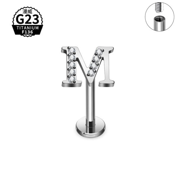 Daweys DS4268 Titanium Alphabet Lip Piercing 26 Stylish Letters Body Jewelry - Image 28