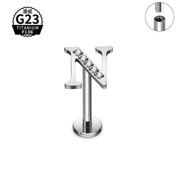 Daweys DS4268 Titanium Alphabet Lip Piercing 26 Stylish Letters Body Jewelry - Image 30