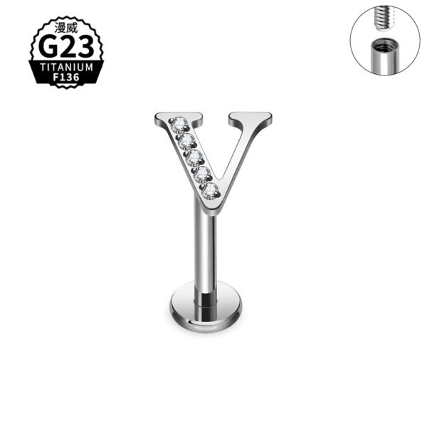 Daweys DS4268 Titanium Alphabet Lip Piercing 26 Stylish Letters Body Jewelry - Image 46