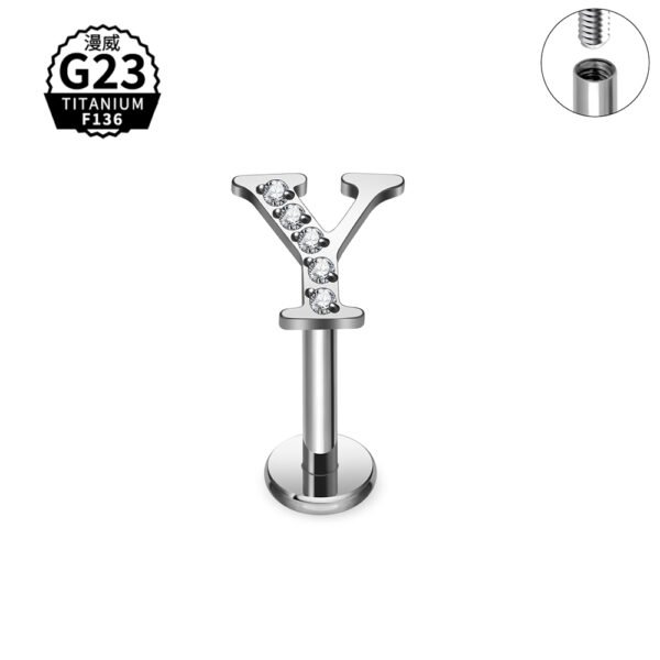 Daweys DS4268 Titanium Alphabet Lip Piercing 26 Stylish Letters Body Jewelry - Image 53