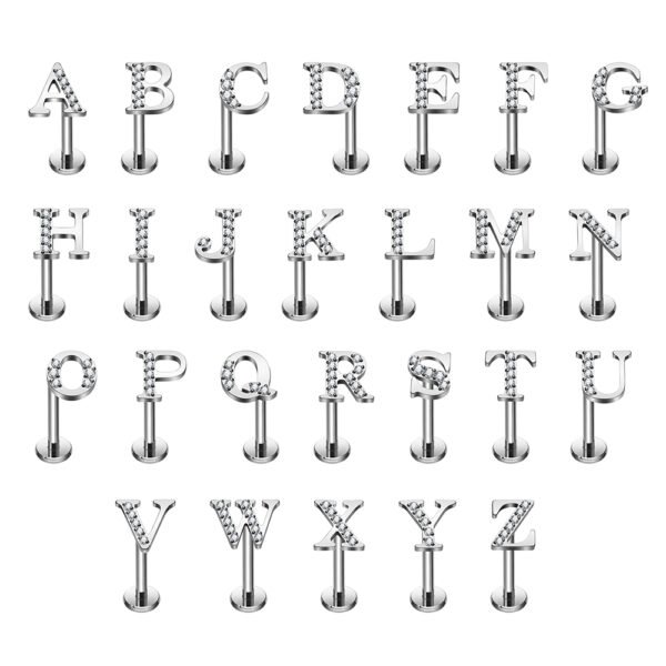 Daweys DS4268 Titanium Alphabet Lip Piercing 26 Stylish Letters Body Jewelry - Image 2