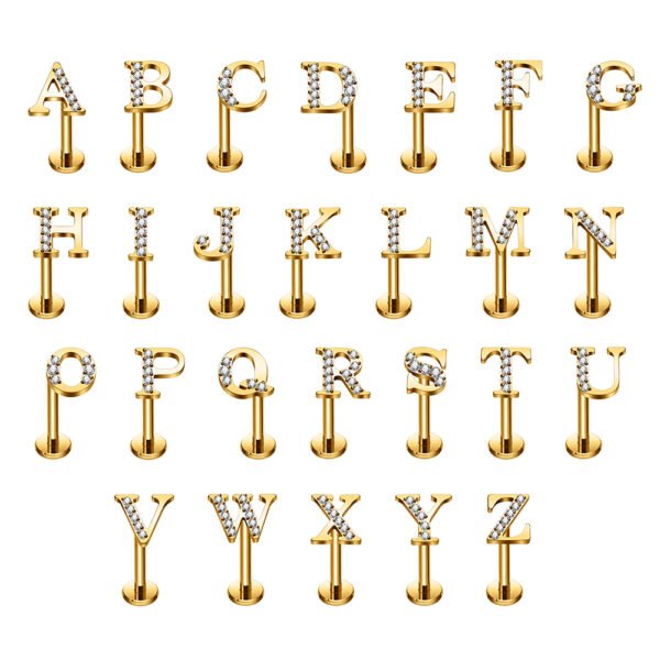 Daweys DS4268 Titanium Alphabet Lip Piercing 26 Stylish Letters Body Jewelry