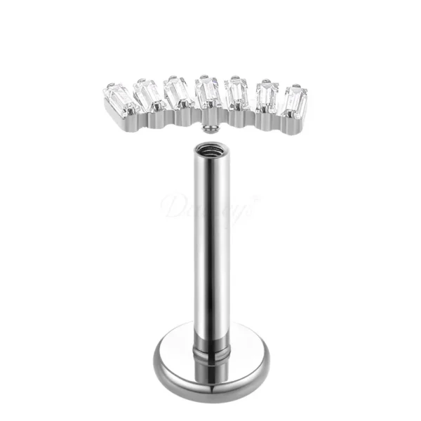 Daweys DS4257 Titanium Lip Stud with 5A Zirconia – Elegant, Durevole, Hypoallergenic Body Jewelry - Immagine 2