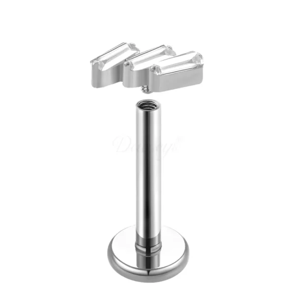Daweys DS4258 Shaped 5A Zirconia Titanium Lip Stud – Elegant, Durevole, High-Quality Piercing Accessory - Immagine 2