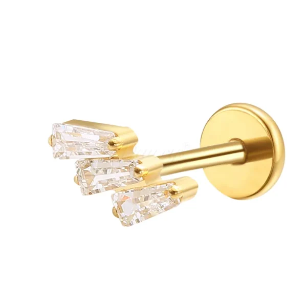 Daweys DS4258 Shaped 5A Zirconia Titanium Lip Stud – Elegant, Durevole, High-Quality Piercing Accessory