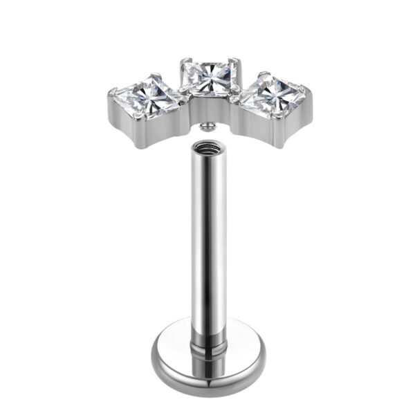 Daweys DS4259 High-End Lip Stud with 5A Zirconia – Sculpted Design, Premium Titanium Material - Image 2