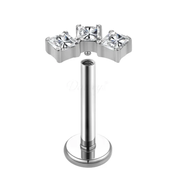 Daweys DS4259 High-End Lip Stud with 5A Zirconia – Sculpted Design, Premium Titanium Material - Bild 2