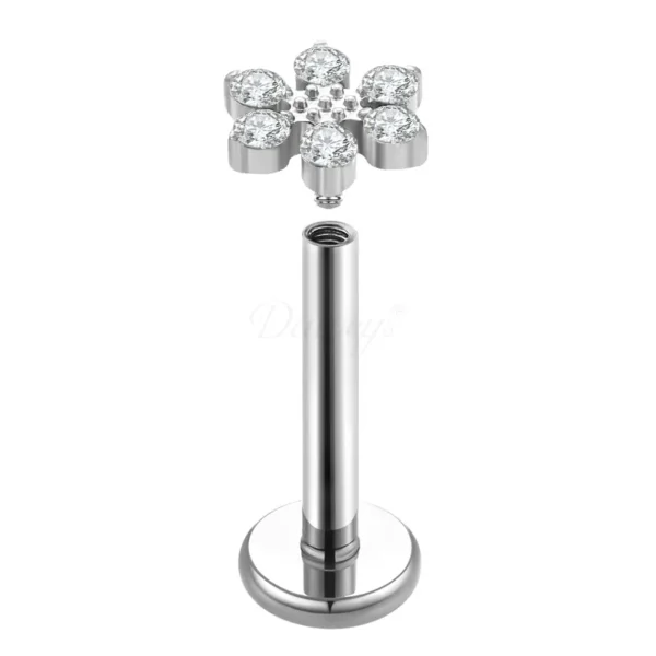 Daweys DS4260 Plum Blossom Print Lip Piercing Elegant Premium Titanium Unique Floral Design Jewelry - Immagine 2