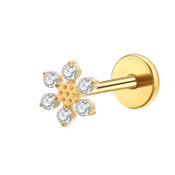 Daweys DS4260 Plum Blossom Print Lip Piercing Elegant Premium Titanium Unique Floral Design Jewelry