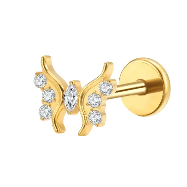 Daweys DS4261 Butterfly Zircon Wing Lip Stud Elegance in Every Detail Piercing labrets