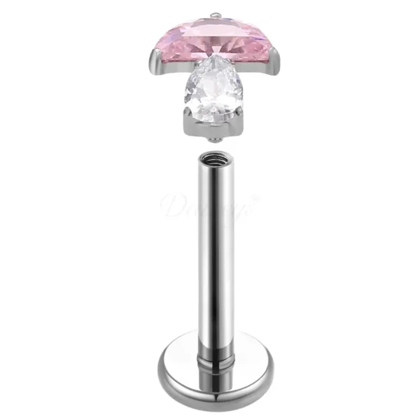 Daweys DS4262 Titanium Mushroom Labret Piercing – Hypoallergenic, Elegante, Durevole, Perfect for Lip Piercings - Immagine 5