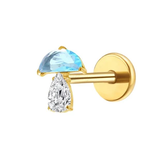 Daweys DS4262 Titanium Mushroom Labret Piercing – Hypoallergenic, Elegante, Durevole, Perfect for Lip Piercings - Immagine 2