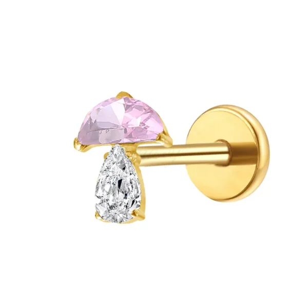 Daweys DS4262 Titanium Mushroom Labret Piercing – Hypoallergenic, Elegante, Durevole, Perfect for Lip Piercings - Immagine 3