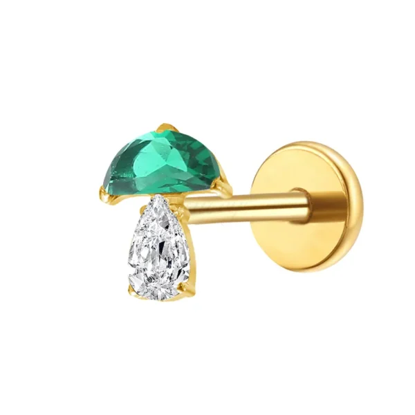 Daweys DS4262 Titanium Mushroom Labret Piercing – Hypoallergenic, Elegante, Durevole, Perfect for Lip Piercings
