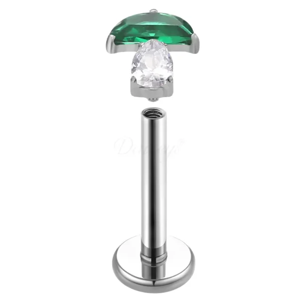 Daweys DS4262 Titanium Mushroom Labret Piercing – Hypoallergenic, Elegante, Durevole, Perfect for Lip Piercings - Immagine 6