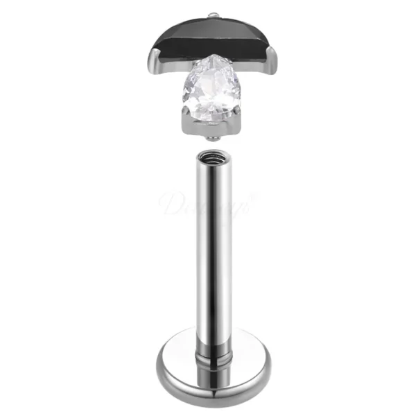 Daweys DS4262 Titanium Mushroom Labret Piercing – Hypoallergenic, Elegante, Durevole, Perfect for Lip Piercings - Immagine 7