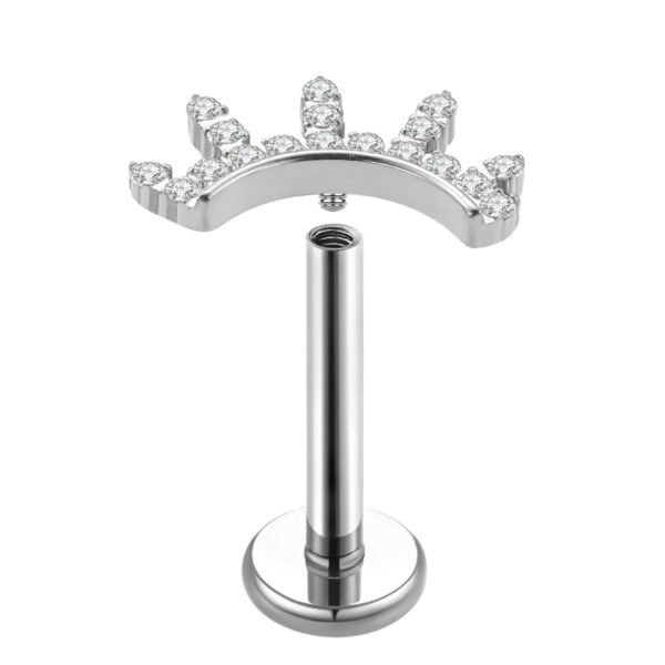 Daweys DS4265 Titanium Crown Labret Piercing – Hypoallergenic, Zircon Adorned, Stylish Gold Finish - Image 2