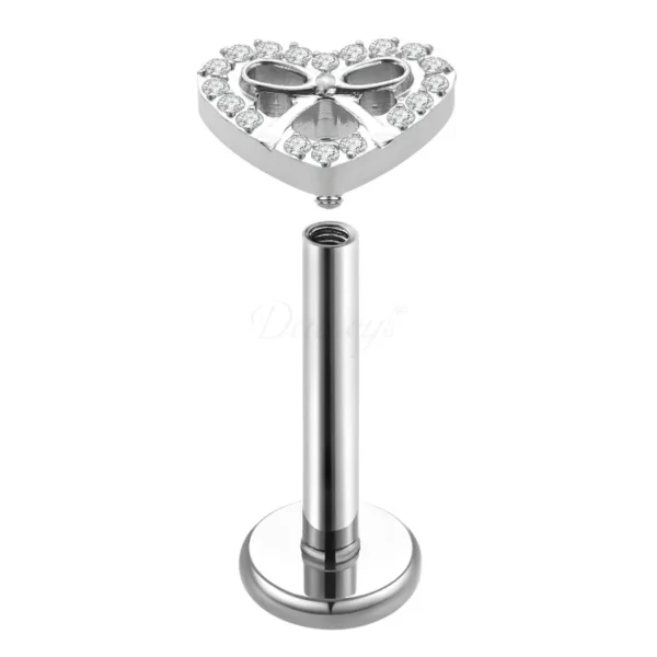Daweys DS4267 Lip Stud Heart and Bow Design Titanium Trendy lip piercing labrets - Bild 2