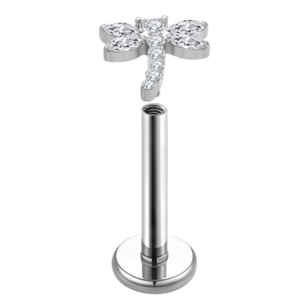 Daweys DS4269 Dragonfly Zircon Lip Piercing – Elegant Titanium with Sparkling Zircon Detail - Image 2