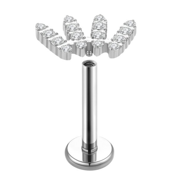 Daweys DS4271 Zircon Lip Stud – Gold Plated Elegant Jewelry with Triple Crown Design - Image 2