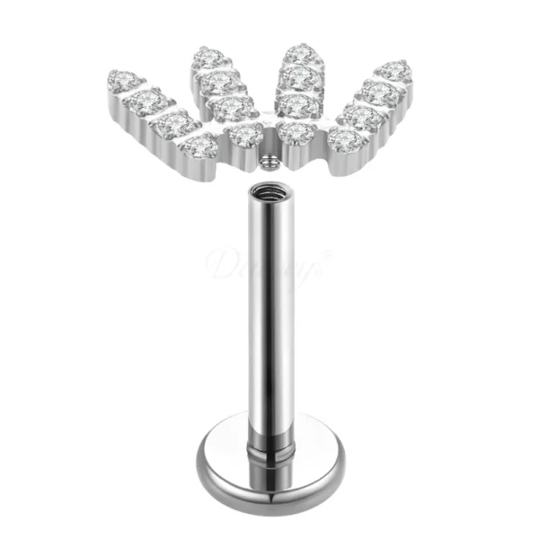 Daweys DS4271 Zircon Lip Stud Piercing Elegant Jewelry with Triple Crown Design Labrets - Bild 2