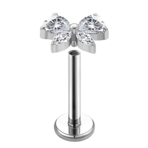 Daweys DS4273 Gold Butterfly Labret Stud with Sparkling Cubic Zirconia Stones - Image 2