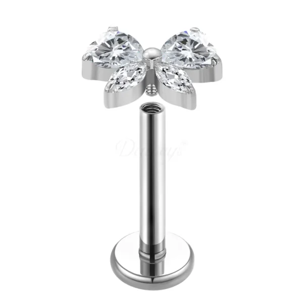 Daweys DS4273 Gold Butterfly Labret Stud with Sparkling Cubic Zirconia Stones - Bild 2