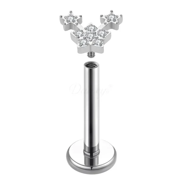 Daweys DS4278 Gold Star Cluster Lip Piercing, CZ Stones, Surgical Steel, Trendy Lip Jewelry - Bild 2