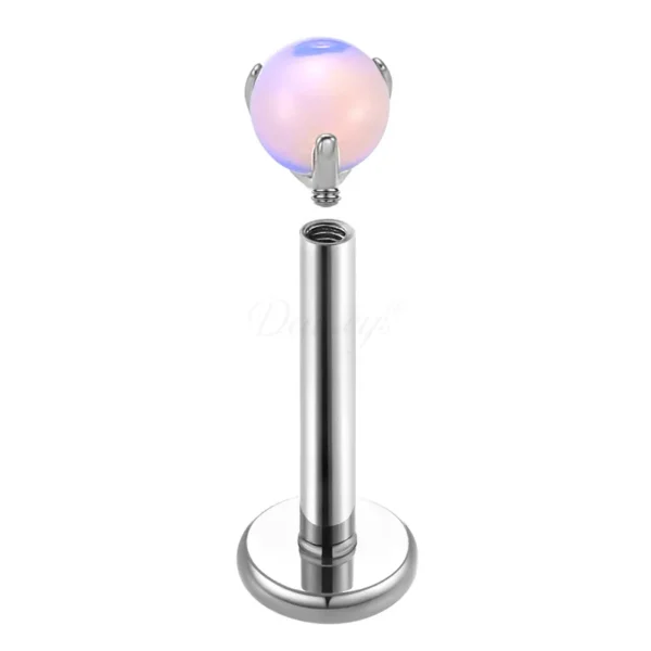 Daweys DS4282 Stud di labbro zircone in titanio con palla opale ipoallergenica, Elegante, Durevole, Design comodo - Immagine 10