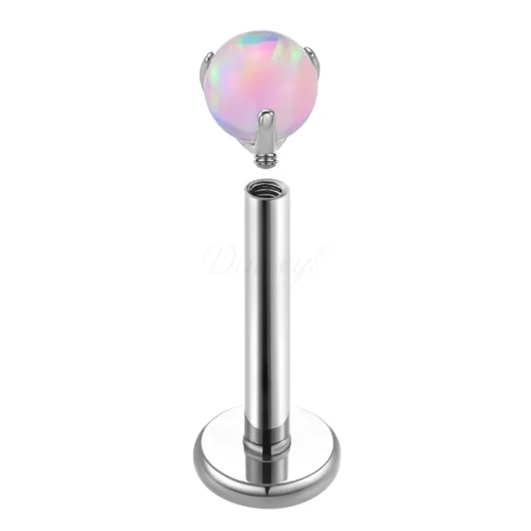 Daweys DS4282 Stud di labbro zircone in titanio con palla opale ipoallergenica, Elegante, Durevole, Design comodo - Immagine 11