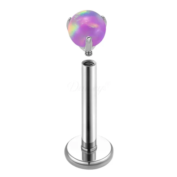 Daweys DS4282 Stud di labbro zircone in titanio con palla opale ipoallergenica, Elegante, Durevole, Design comodo - Immagine 12