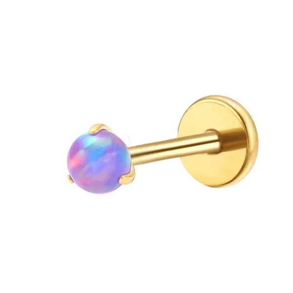 Daweys DS4282 Stud di labbro zircone in titanio con palla opale ipoallergenica, Elegante, Durevole, Design comodo