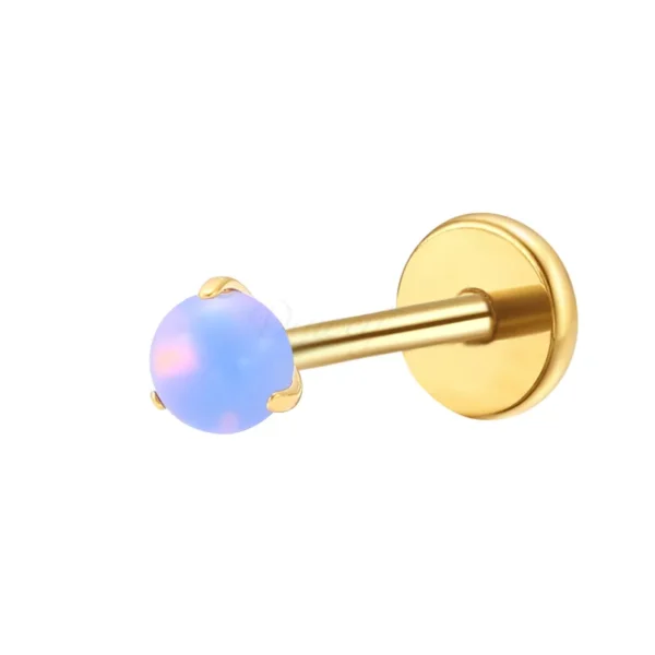 Daweys DS4282 Stud di labbro zircone in titanio con palla opale ipoallergenica, Elegante, Durevole, Design comodo - Immagine 2