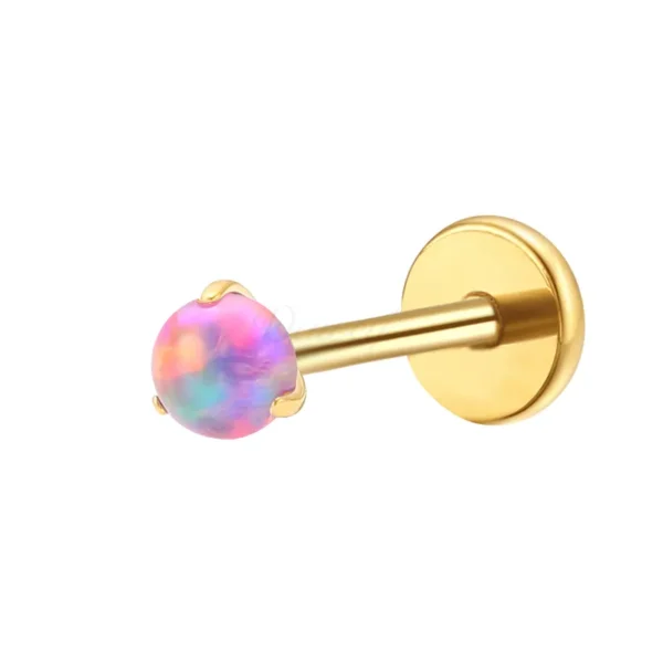 Daweys DS4282 Stud di labbro zircone in titanio con palla opale ipoallergenica, Elegante, Durevole, Design comodo - Immagine 3