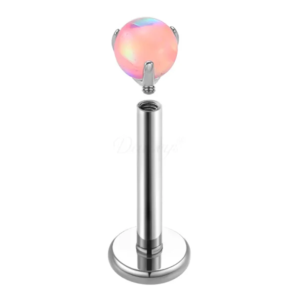 Daweys DS4282 Stud di labbro zircone in titanio con palla opale ipoallergenica, Elegante, Durevole, Design comodo - Immagine 7