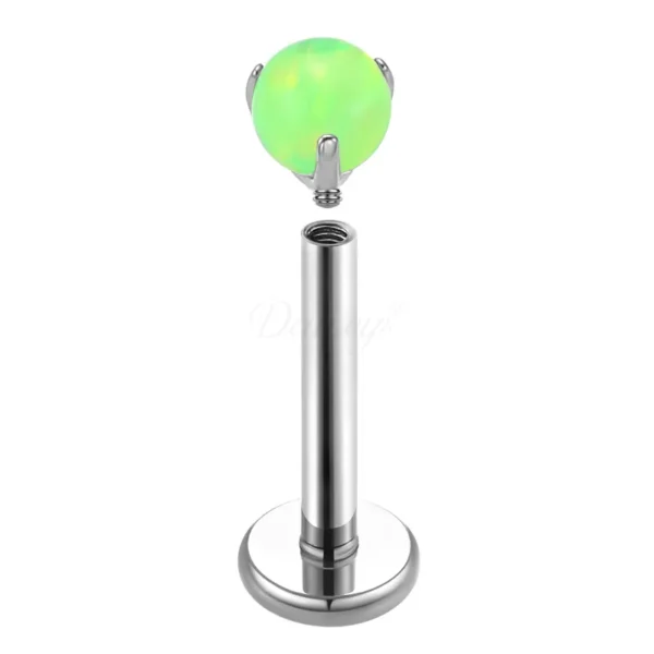 Daweys DS4282 Stud di labbro zircone in titanio con palla opale ipoallergenica, Elegante, Durevole, Design comodo - Immagine 8