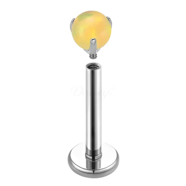 Daweys DS4282 Stud di labbro zircone in titanio con palla opale ipoallergenica, Elegante, Durevole, Design comodo - Immagine 9