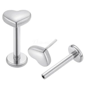Daweys DS2005 Heart-shaped Threadless Titanium Piercing Lip Studs