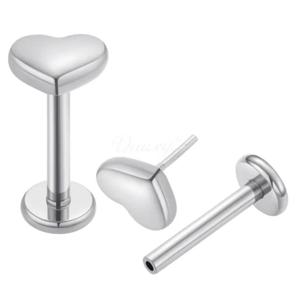 Daweys DS2005 Heart-shaped Threadless Titanium Piercing Lip Studs