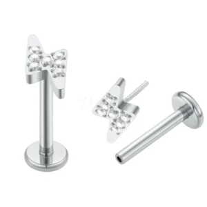 Daweys DS2007 Lightning Bolt 5A Zirconia ASTM F136 Titanium Threadless Labret Lip Stud