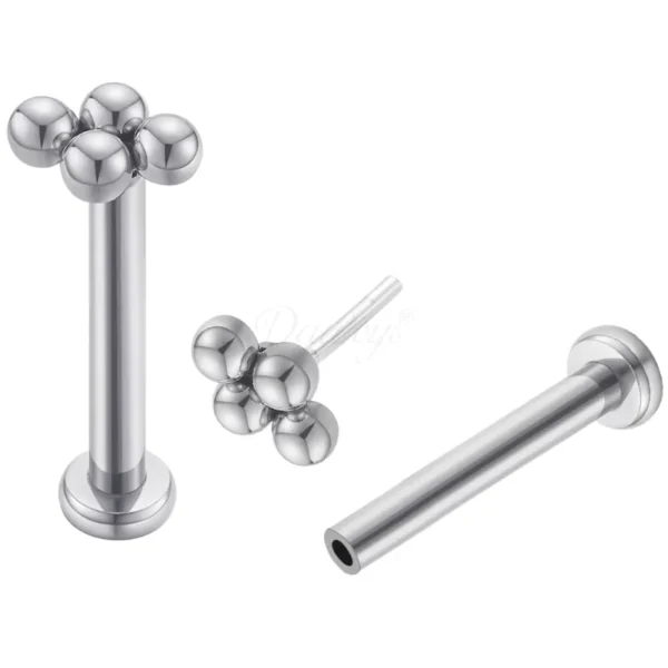 Daweys DS2008 Four-Ball ASTM F136 Titanium Threadless Labret Lip & Piercing per stallone dell'orecchio