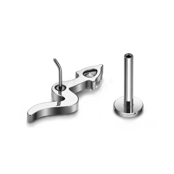 Daweys DS2010 Inlaid 5A Zirconia Snake-Shaped ASTM F136 Titanium Threadless Labret Lip Stud - Immagine 4